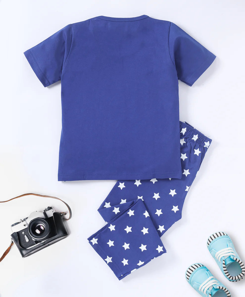 Blue Unisex Printed Cotton Loungewear