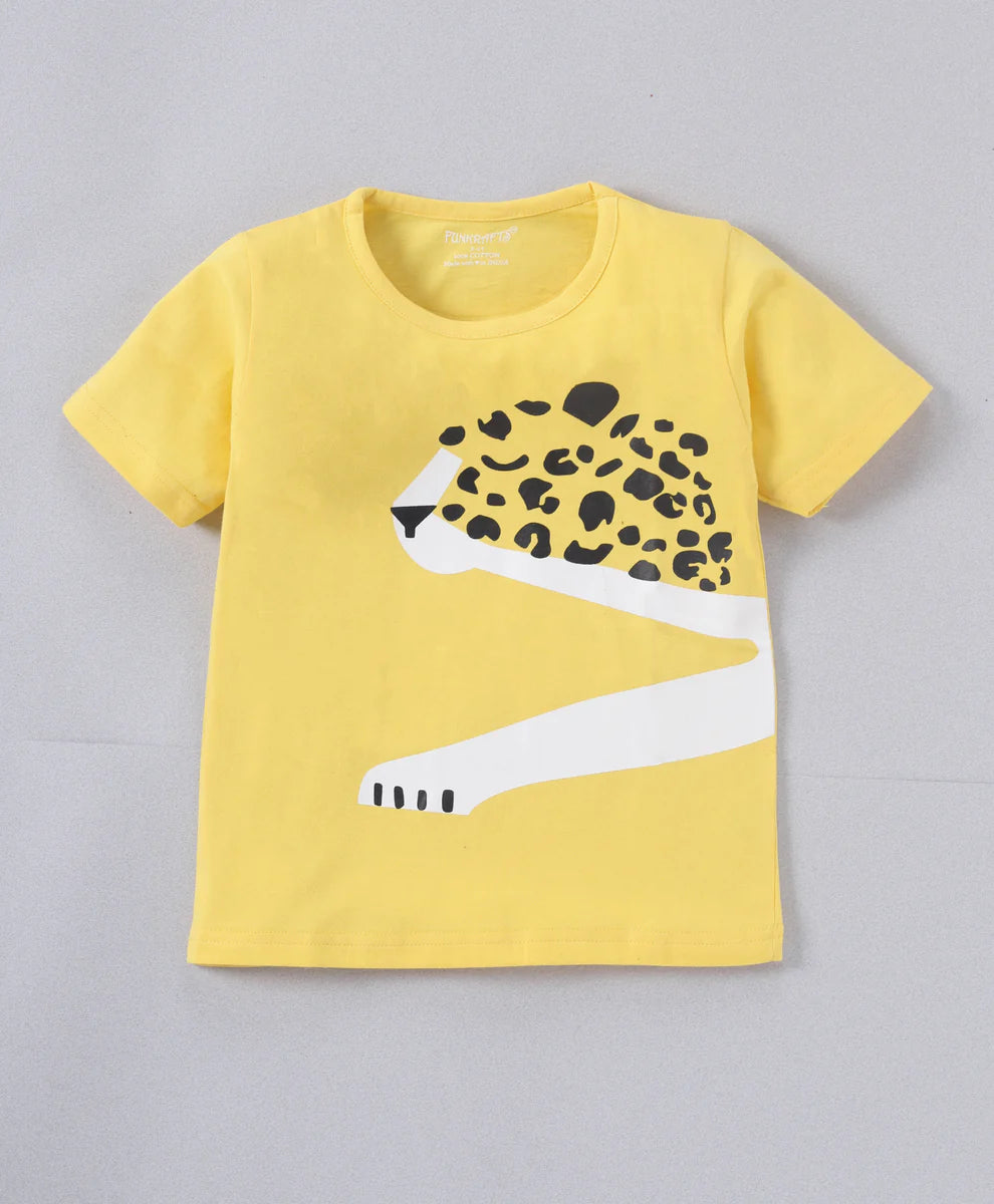 Yellow Tiger Printed Cotton Night Suit