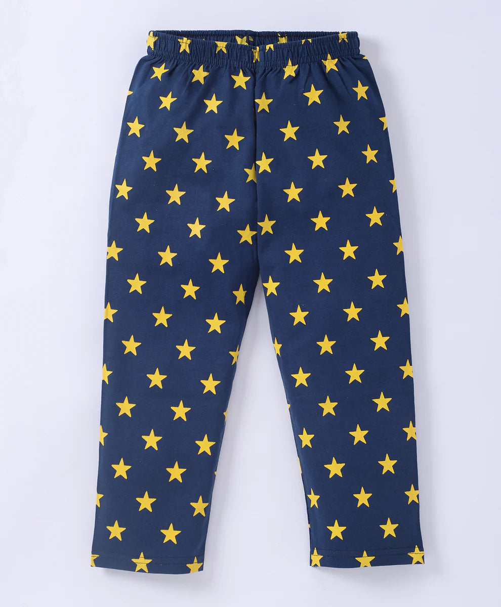 Navy Blue Moon & Star Printed Unisex Nightsuit