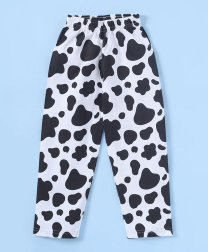 Pink & Black Swiss Cow Printed Girls Loungewear