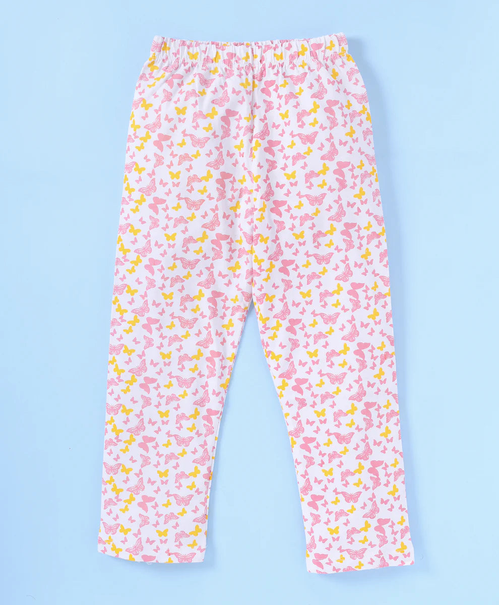 Pink Butterfly Printed Loungewear for Girls