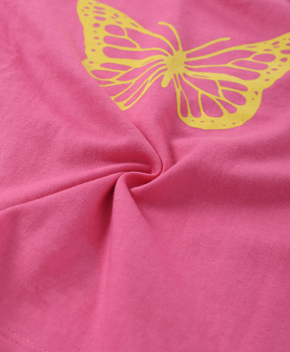 Pink Butterfly Printed Loungewear for Girls